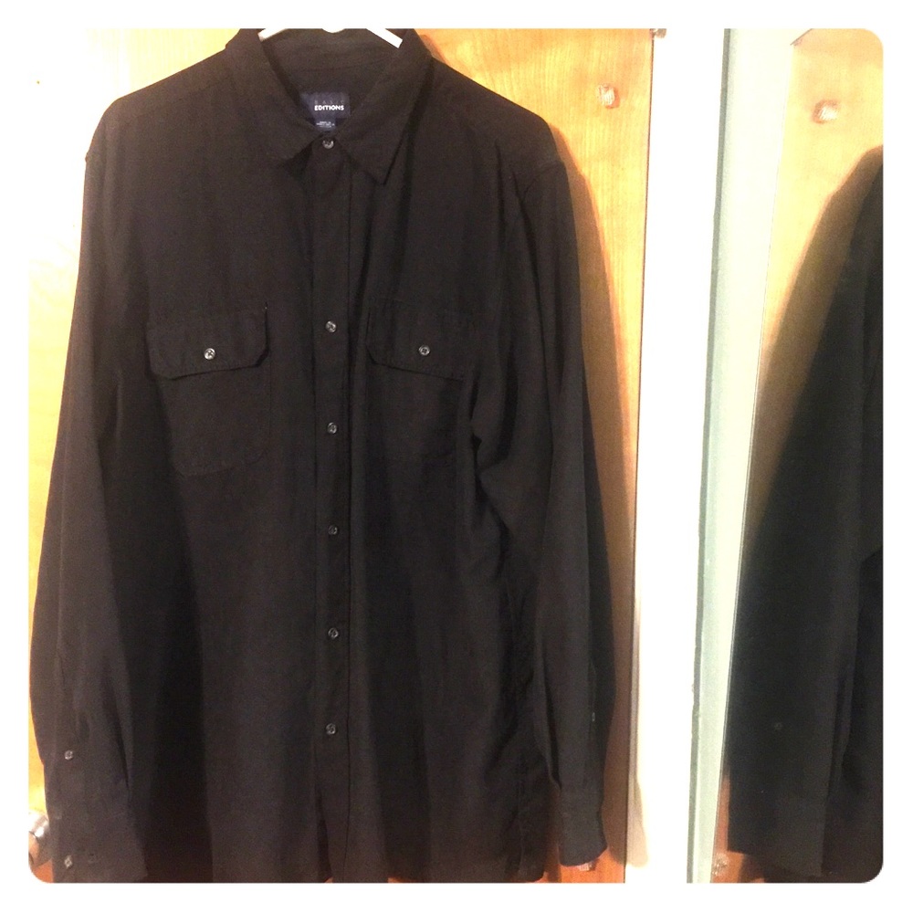 Basic Editions black suede like button down shirt - Picture 1 of 5
